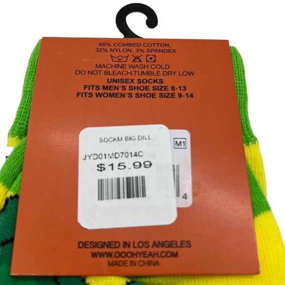 Oooh Yeah Pickle Socks Big Dill Size Doesn't Matter Novelty Print Unisex Yellow - Picture 5 of 15